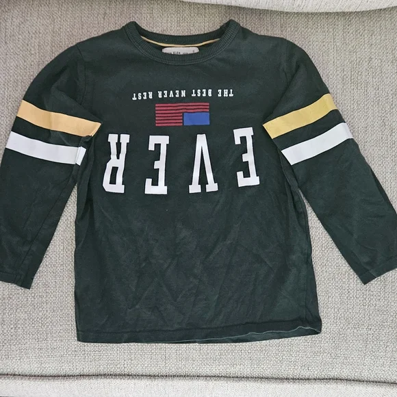Zara Green Long Sleeve Kids Tee - Picture 2 of 7